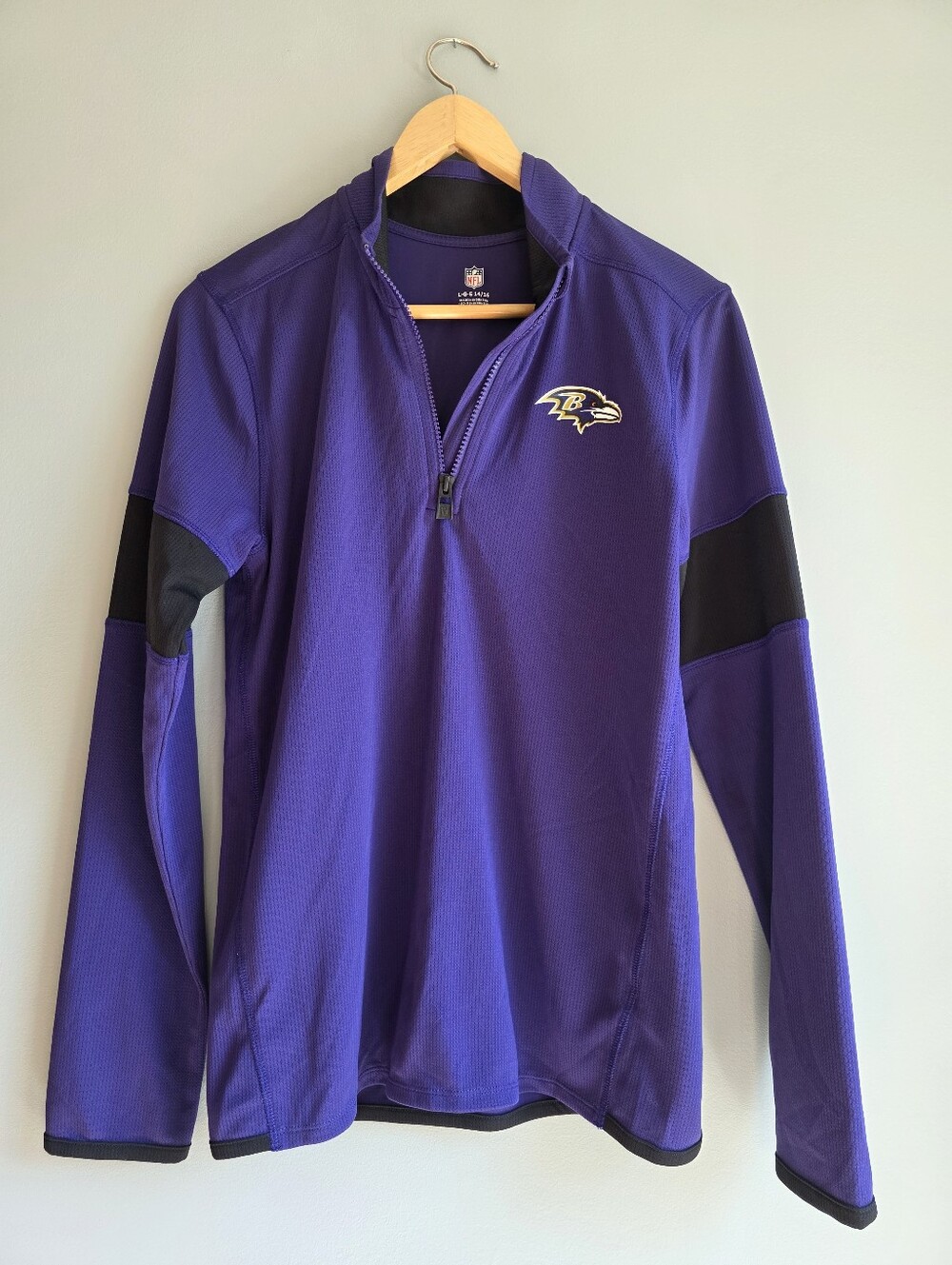 Womens Baltimore Ravens Purple Quarter-Zip Pullover Sweater Size L